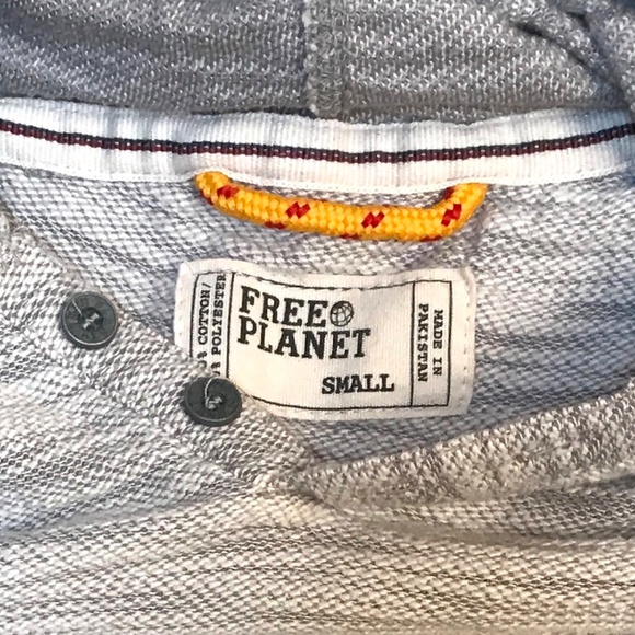 Free Planet Hoodie. Heather Grays.  Raglan Sleeve. Adult Small. NWOT. - Picture 7 of 12